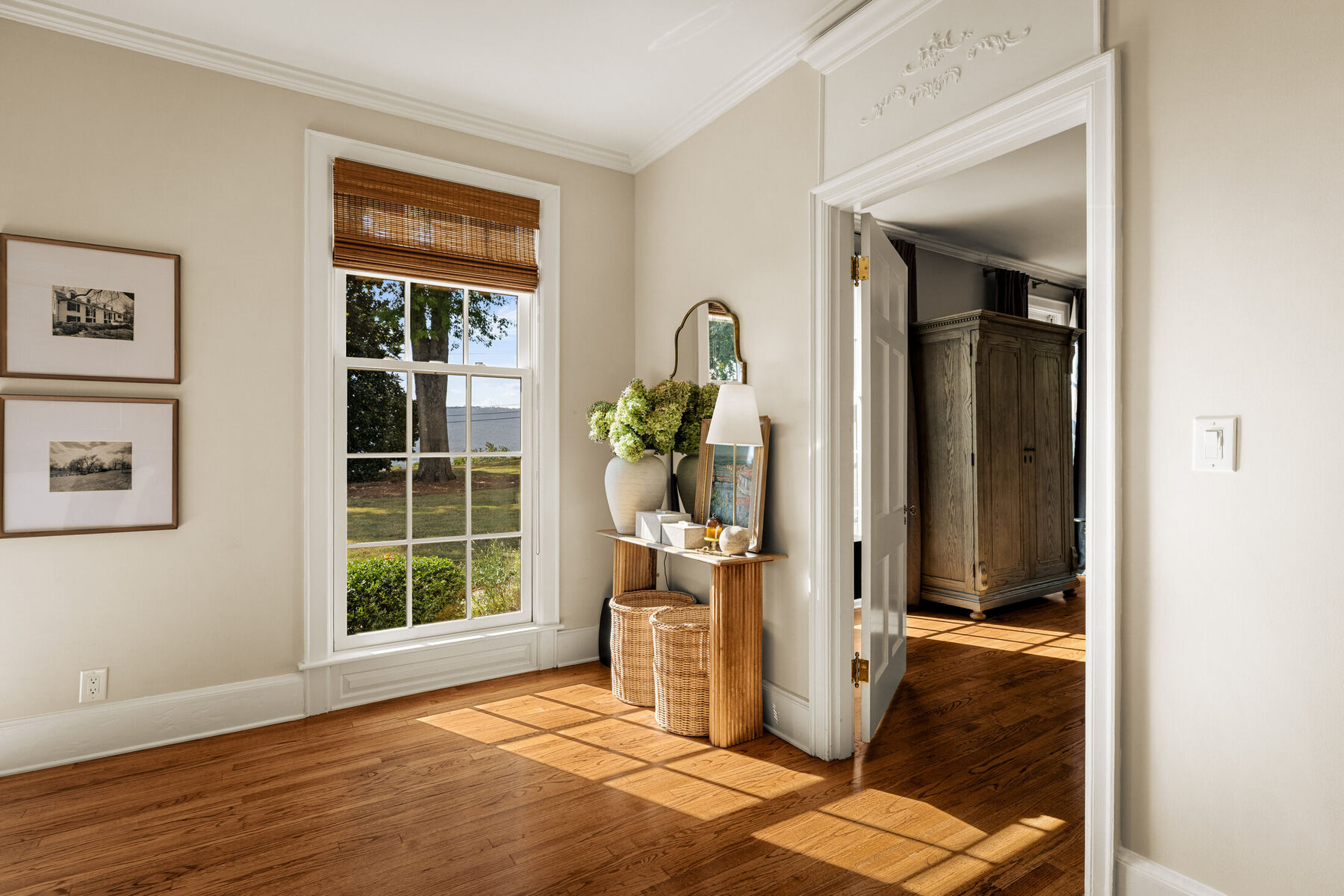 Sunlit interior threshold and original trim