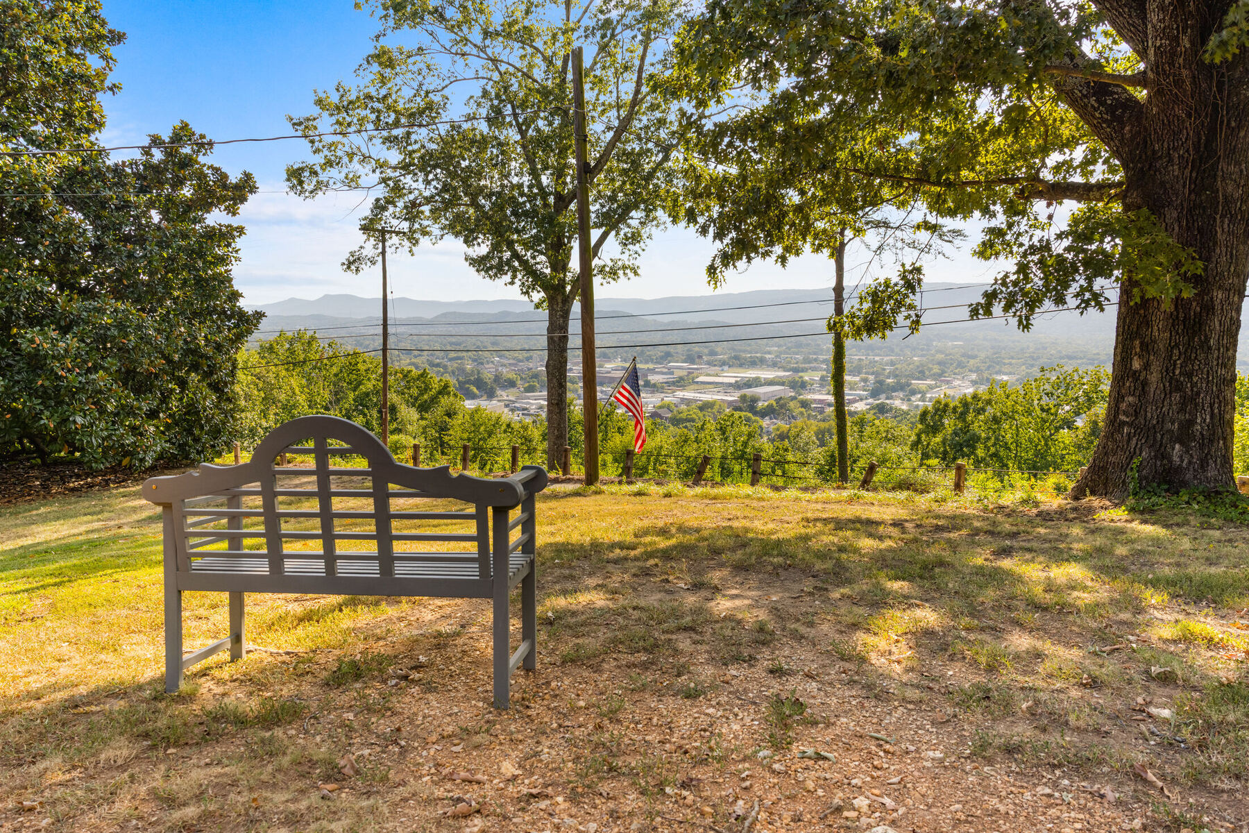 Bench beneath a tree overlooking Chattanooga