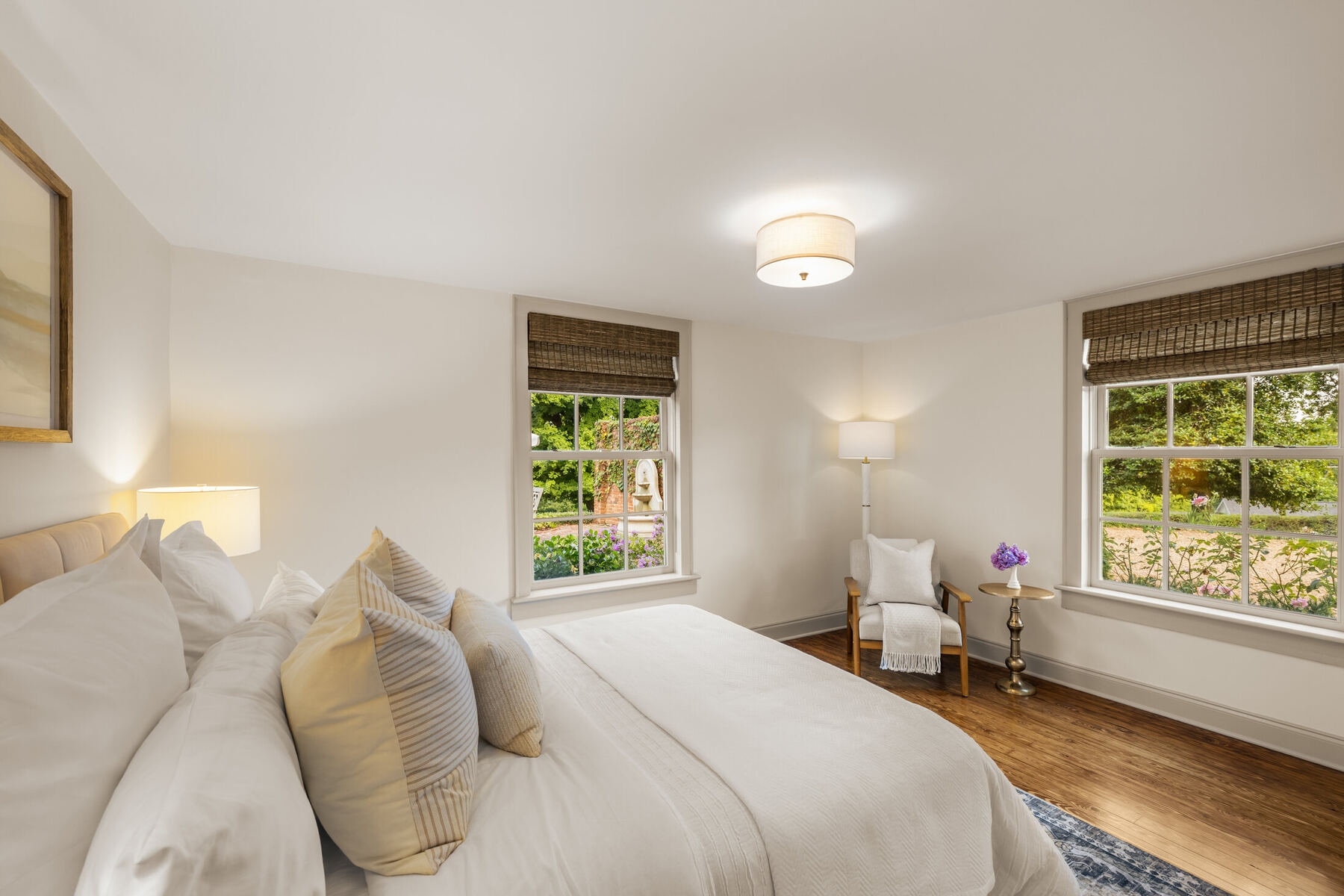 Serene bedroom overlooking the gardens
